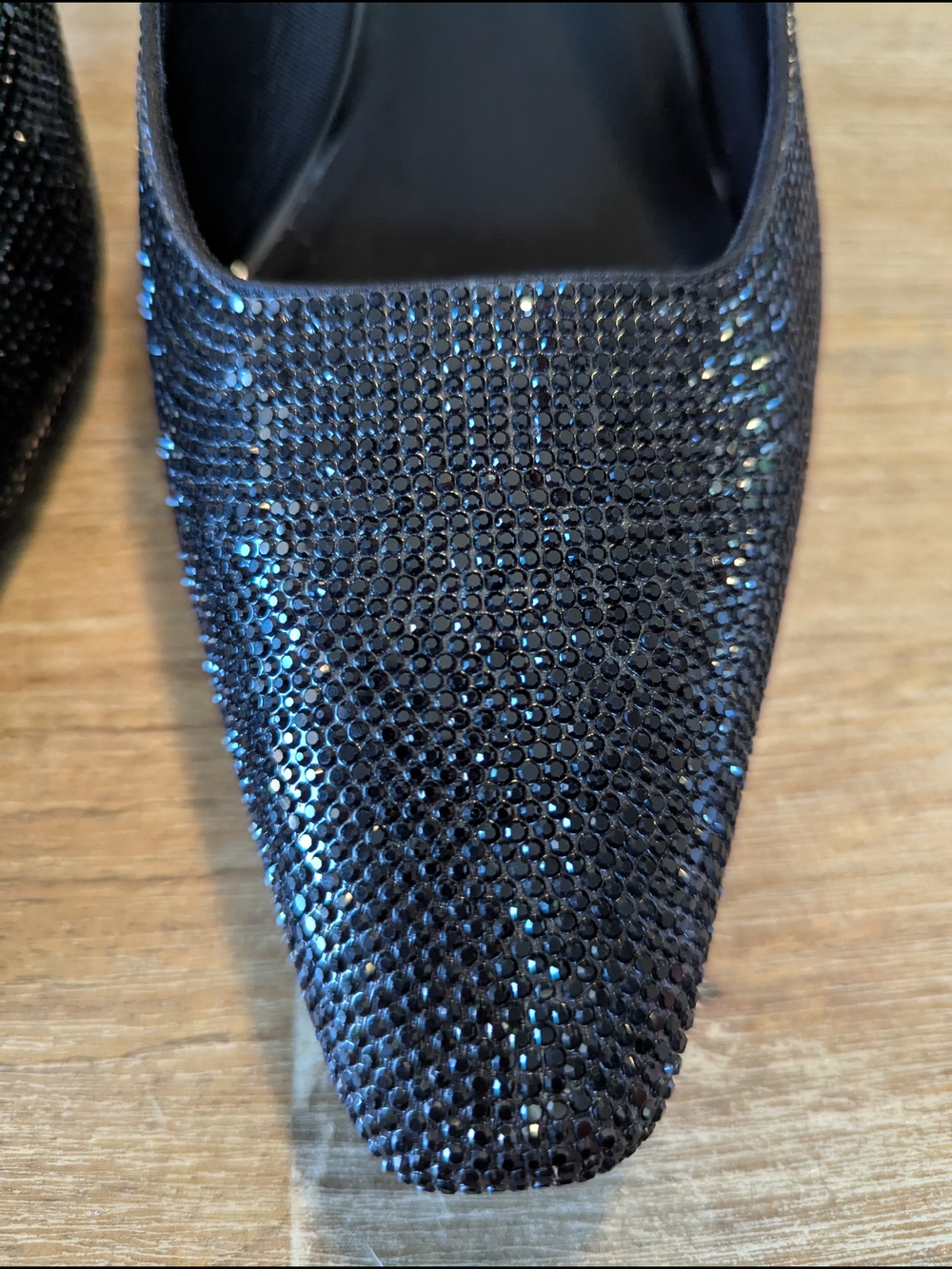 Anne Klein Black Sparkle Pointed Slingback Heels - Picture 3 of 13